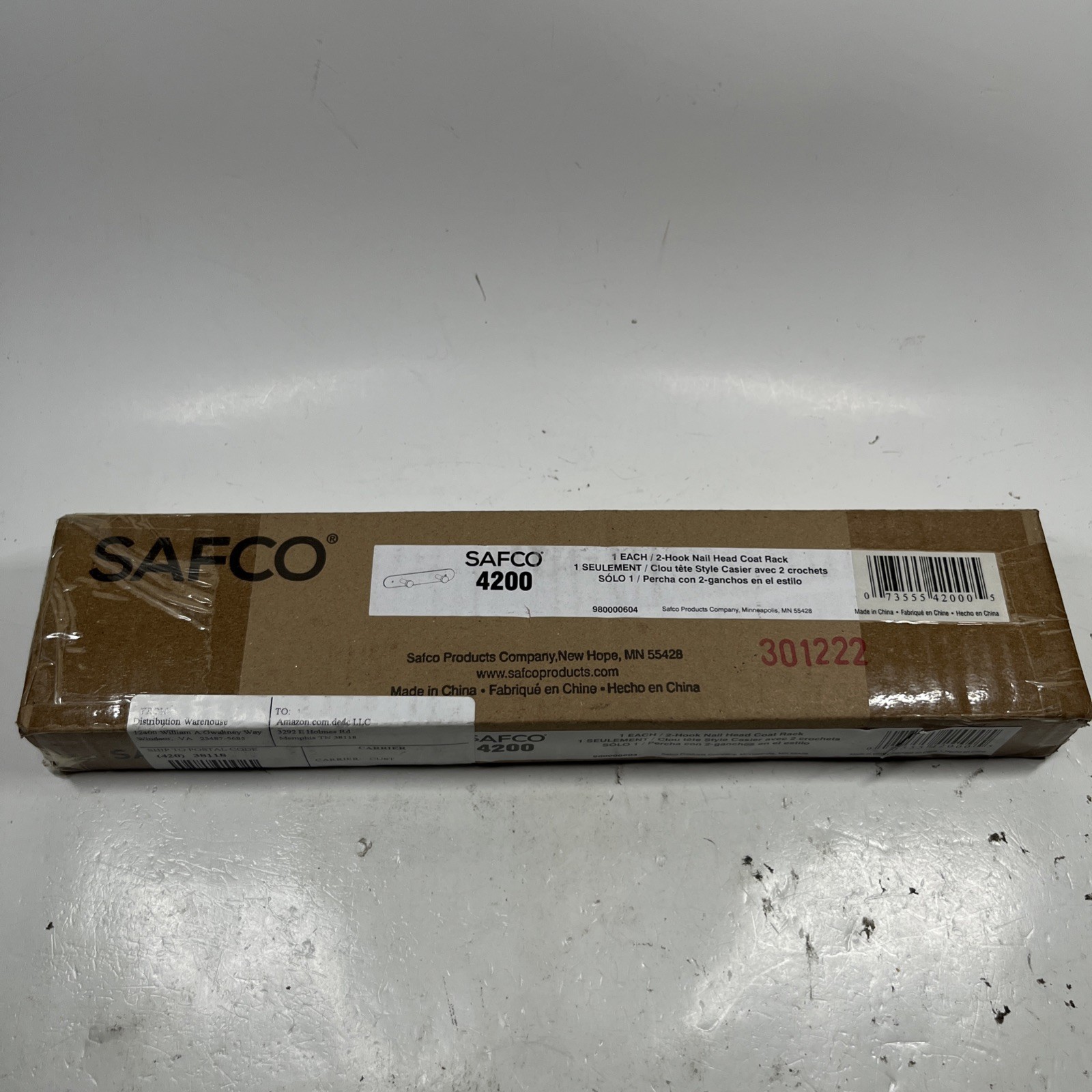 Safco 4200 Satin Aluminum Wall Coat Rack with 2 Hooks