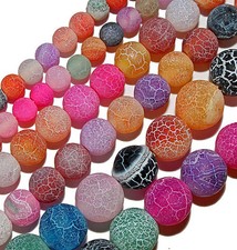 FIRE AGATE STONE JEWELRY BEADS MATTE SATIN MULTI COLOR 6MM ROUND STRAND BEAD S20