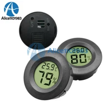 Digital Cigar Humidor Hygrometer Thermometer Round Black Face
