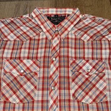 Vtg 70s Pearl Snap Shirt Border Town Western Plaid Rockabilly NEW NOS Women 36