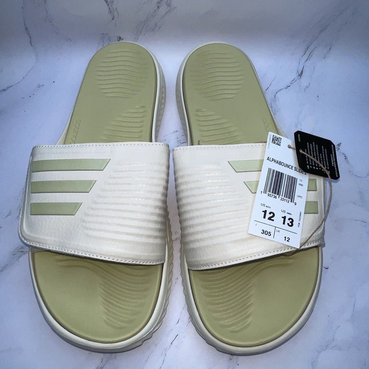 Adidas Alphabounce Slide 2.0 Sandy Beige Men Size 12/ Women