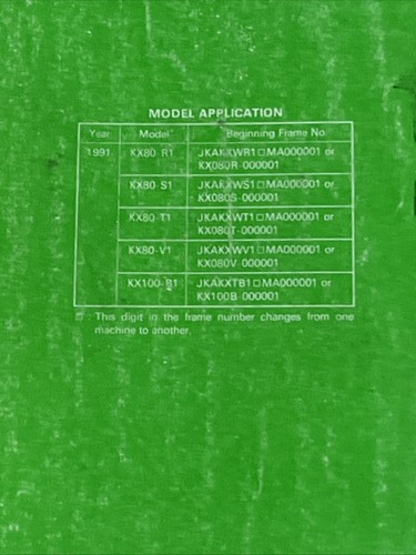 1991 Kawasaki KX80 KX100 Service Manual P/N 99924114401 - Picture 2 of 7