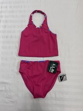 L.L. Bean Girls 2-Piece Watersport Tankini Size 6X/7 Pink Multi SunSmart UPF 50 