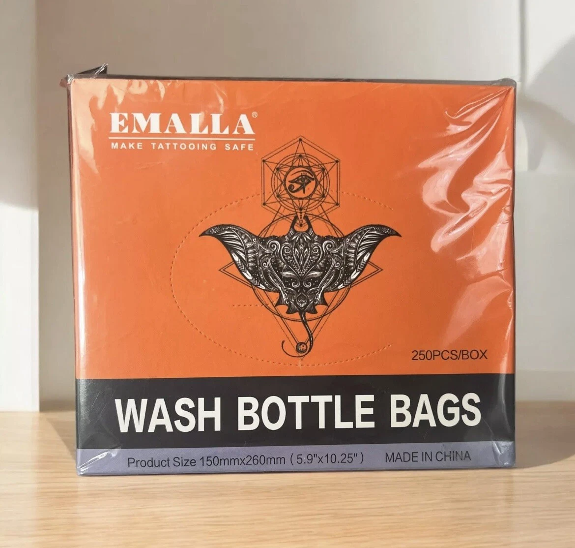 EMALLA Tattoo Wash Bottle Bags Covers Sleeves 250 pcs ~ New Sealed - product detail image 1