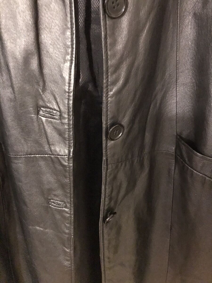 EXCELLED COLLECTION BLACK LEATHER LONG JACKET COAT WOMENS XL EXCELLED COLLECTION BLACK LEATHER LONG JACKET COAT WOMENS XL