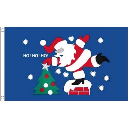 Blue Santa Christmas Flag Ho Ho Ho 5 x 3 FT Shop House Sign - Picture 3 of 8