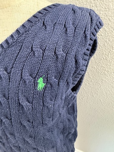 Polo Ralph Lauren Navy Youth Boys Cable Knit Cotton Sweater Vest Size 6 - Picture 3 of 5