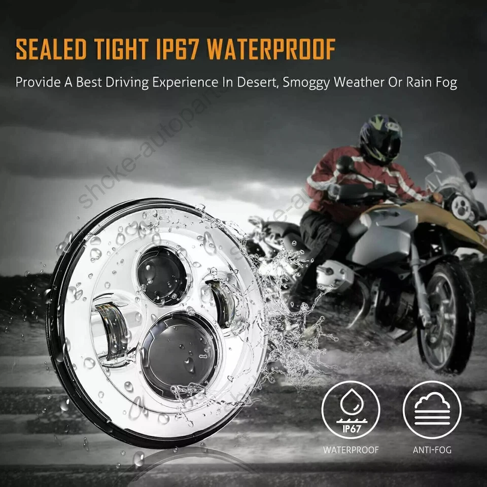 7 inch LED Headlight DRL With Housing Bucket For Harley Honda Yamaha Motorcycle - Image 2 of 4