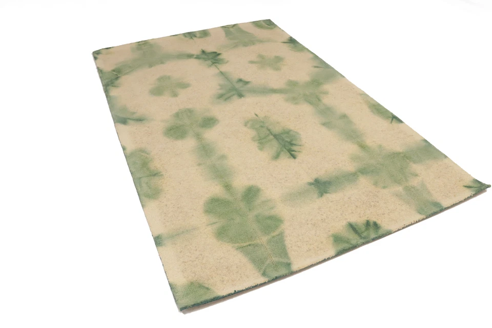 Alfombra moderna verde estilo tie-dye acolchada a mano 5X8 decoración del hogar alfombra contemporánea Foto 4 de 4