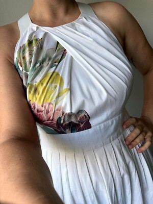 ted baker white midi dress NEW Ted Baker Nacii Structured Lace Midi Dress in White-Size 4 #TED109