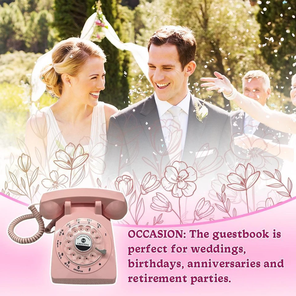 Libro de visitas teléfono boda audio libro de visitas teléfono estilo vintage audio mensaje P4 Foto 4 de 4
