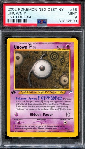 Unown [P] (1st Edition) graded PSA 9 for sale on eBay