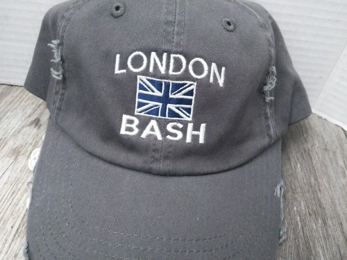 LONDON BASH Embroidered Ball Cap Gray Hat Adjustable District Distressed (NEW) - Picture 3 of 6