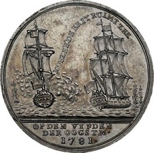 1781 Netherlands Battle at Doggersbank Silver Medal UNC NGC - Incredibly Rare!