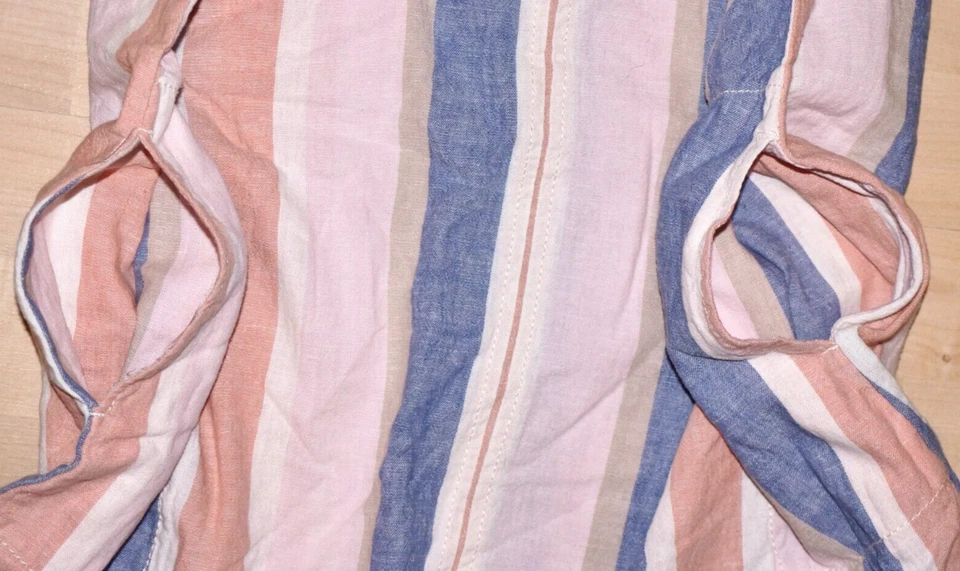 Vestido MAX STUDIO Azul y Claro Coral Mezcla Lino-Algodón Sin Mangas GRANDE Foto 3 de 4