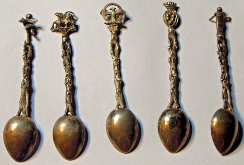 Lot of 5 Vintage or Antique Italian Small Souvenir Spoons - Picture 2 of 8
