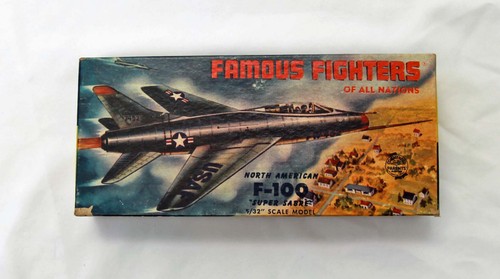 Aurora F-100 Super Sabre 5:32 Plastic Model Kit #490-49 Complete Vintage