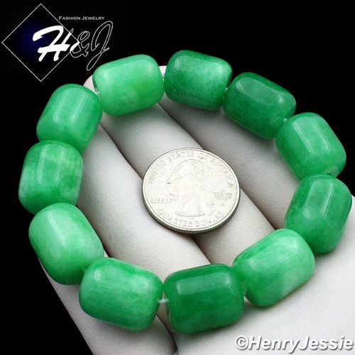 Natural Jadeite Green HEAVY BIG 14mm Beads Stretch JADE Bracelet*GB4/GIFT BOX - Picture 2 of 3