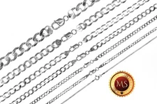 ITALY 925 SOLID Sterling Silver CURB Chain Necklace or Bracelet 7" - 30" .925