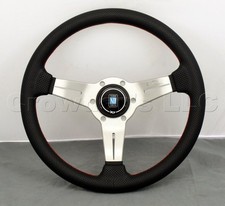 Nardi 330mm Deep Dish Corn Steering Wheel Black Perf Leather White Type A Horn