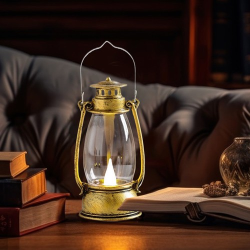 LED Retro Outdoor Camping Kerosene Lamp Portable Lantern Oil Lamp Style Vintage - Picture 4 of 13