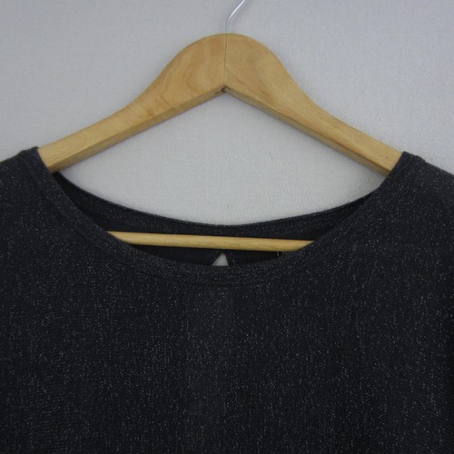 Next Top Womens 18 Blue Silver Metallic Knit Cold Shoulder Flowy Cocktail Event - Picture 2 of 14
