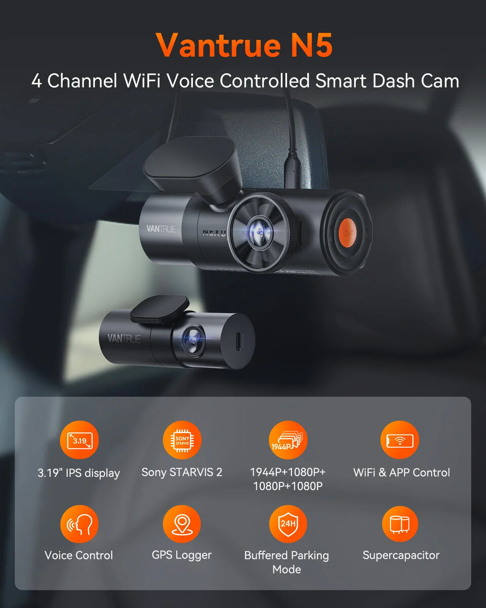 Vantrue N5 4 Channel Dash Cam | GPS | WiFi | Voice Control Vantrue N5 4 Channel Dash Cam | GPS | WiFi | Voice Control