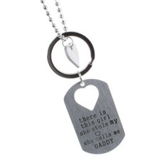 DADDY'S GIRL FATHER DAUGHTER NECKLACE KEY RING CHAIN PENDANT SET LASER LETTER