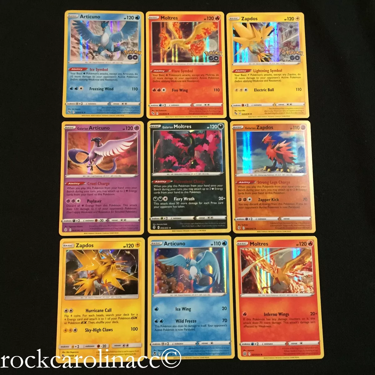 Galarian Articuno Zapdos Moltres - Evolving Skies - Legendary Card Set -  Rare 3 Card Lot