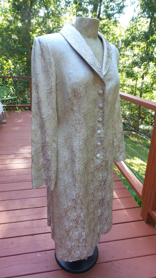 Abrigo Disfraz Halloween Estilo Steampunk Victoriano Brocado Dorado Talla M Foto 4 de 4