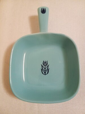 Vtg Cronin Blue Tulip 1950s MCM Ovenproof Handled Baking Dish
