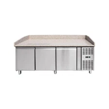 Omcan USA 41145 79" 3 Doors Refrigerated Pizza Prep Table w/ Granite Top, 20....