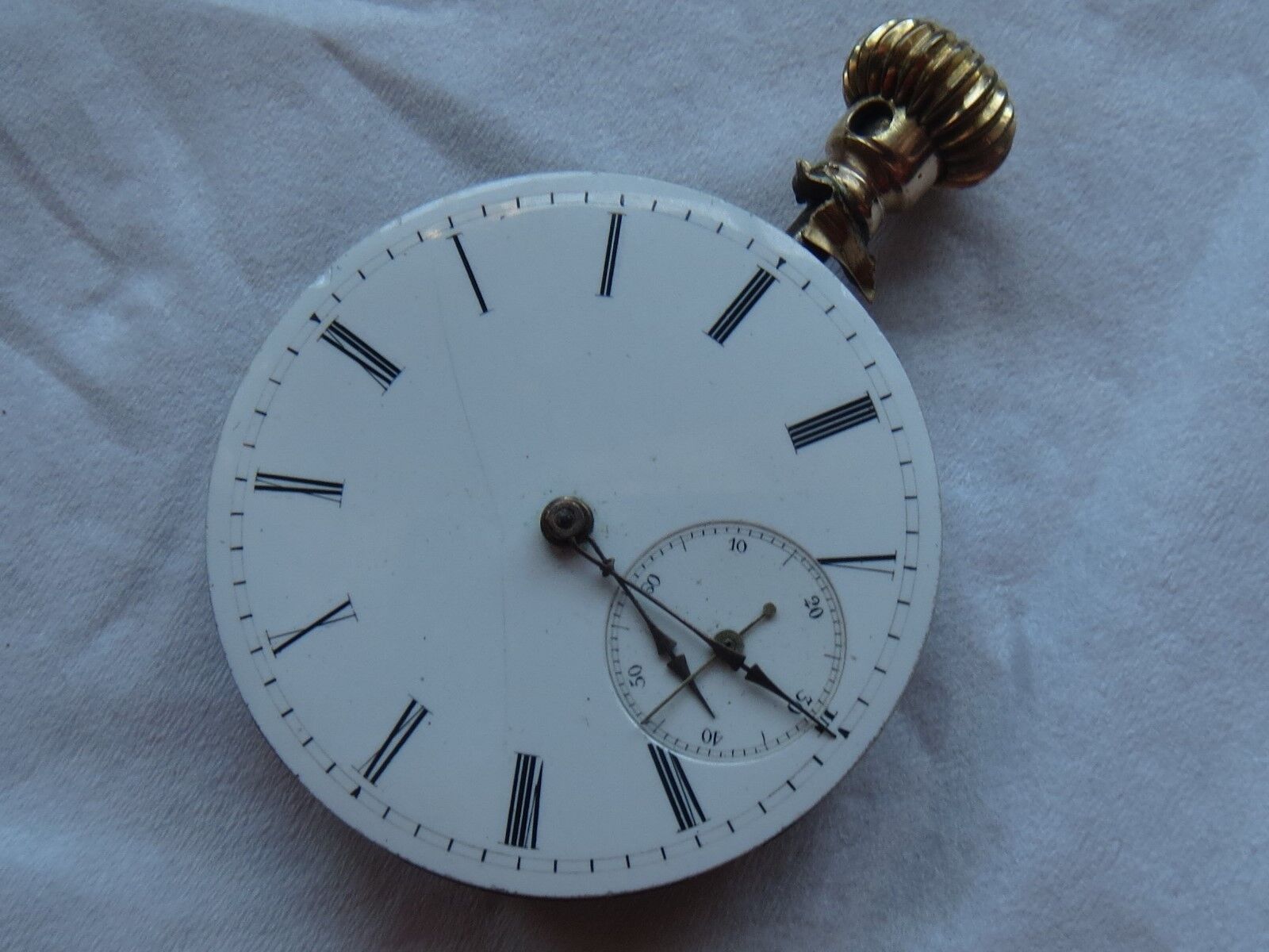 Lehmann's Patent XFine Pocket watch movement & enamel dial balance broken