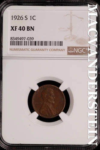 1926-S Lincoln Wheat Cent - NGC XF 40 BN - Scarce  No Reserve  #SLH218