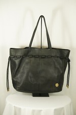 Vince Camuto Black Leather Sada Tote Large Drawstring Bag - Rare