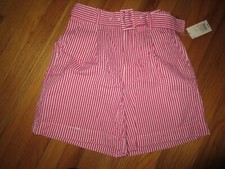 Women's A New Day Pink  White Striped High Rise Shorts W/Belt Size S NWT