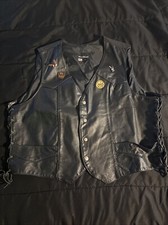 Steer Brand Leather Button Vest Black XXL Lined Mens Western Biker USA Made