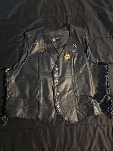 Steer Brand Leather Button Vest Black XXL Lined Mens Western Biker USA Made - Picture 1 of 6