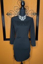 Pretty Little Thing Black Lace Up Bardot Bodycon Dress- Size 14