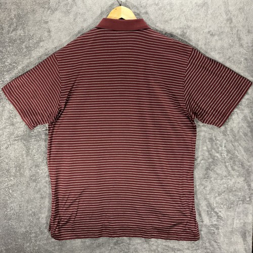 Peter Millar Polo Shirt Medium Red Burgundy Maroon Stripe Cotton Golf Regular - Picture 6 of 10