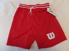 Boys, Wilson, Open Mesh, Lined, Gym/Tennis Shorts, Logo, Red, Size: Medium, NWT