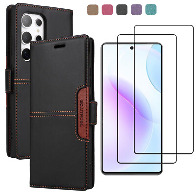 Hülle für Samsung S25 Ultra / S24 Ultra /S26 Ultra Magnet Handy Wallet Etui Glas