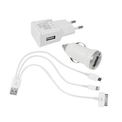 3in1 iPhone iPod Smartphone USB KFZ Ladegerät Netzteil Ladekabel | Datenkabel - 第 1/2 張圖片