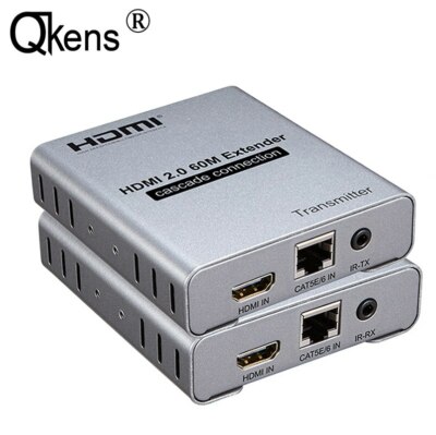 4K 60HZ HDMI 2.0 Extender 60m Via RJ45 Cat6 Cable Cascade One To Many Splitter