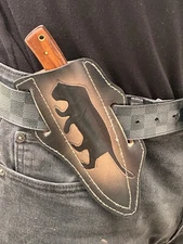 Hand Engraved Leather Knife Sheath Fix Blade Belt Sheath Multi-tool Holster