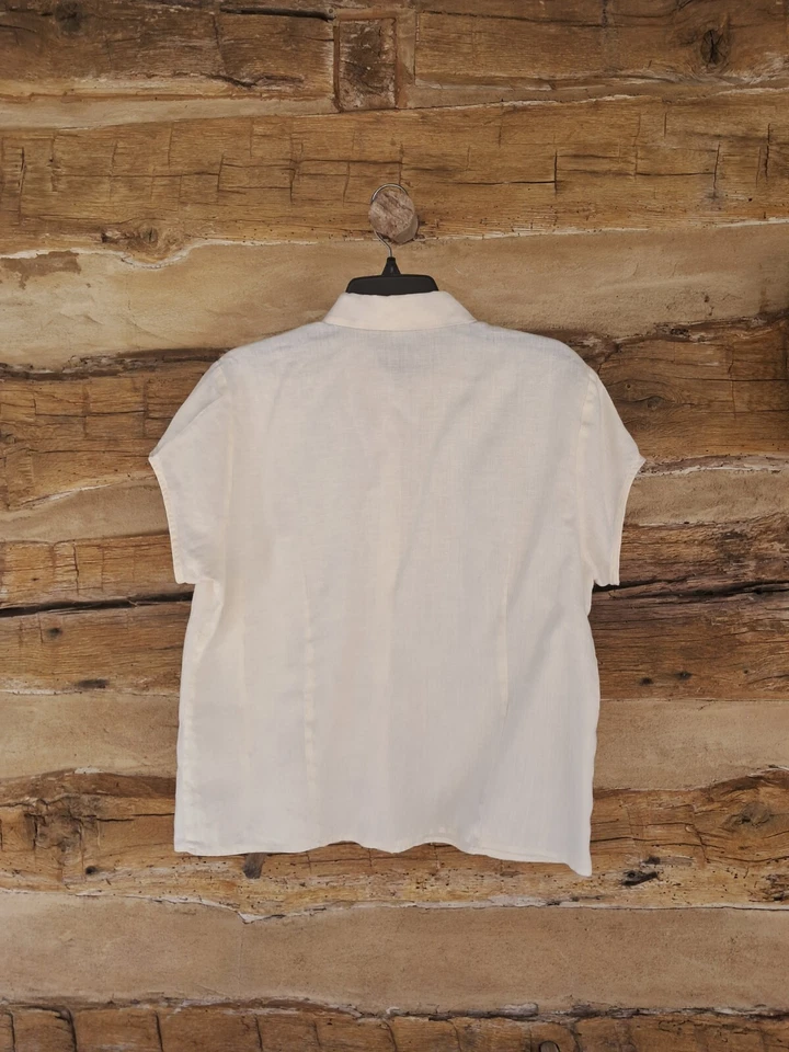 Jillian Jones Women's Shirt Short Sleeved Button Up 100% Linen Pale Yellow Size - Image 4 of 4