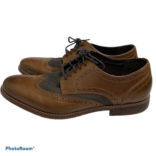 Rockport Wingtip Trutech Leather Canvas Insert H80044 Men's size 10.5 M Brown - Picture 3 of 9