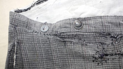 French 30s Buckle Back Distressed Patched & Repaired Grey Cotton Work Pants W37 - Picture 7 of 18