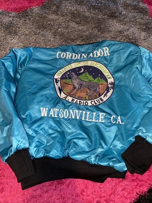 Vtg C-B Radio Club Flight Pilot Jacket Watsonville Ca U-2762 Howling Wolf M 90s