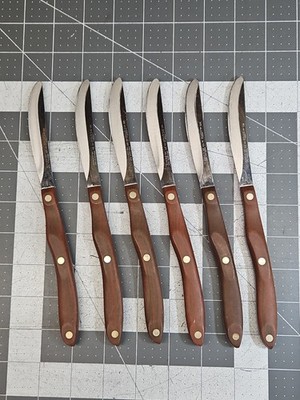 Vintage Cutco 59 Flat Table Knives Brown Swirl set of 6 GUC Vtg As Shown